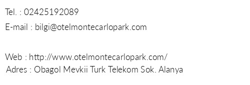 Monte Carlo Park Hotel telefon numaralar, faks, e-mail, posta adresi ve iletiim bilgileri